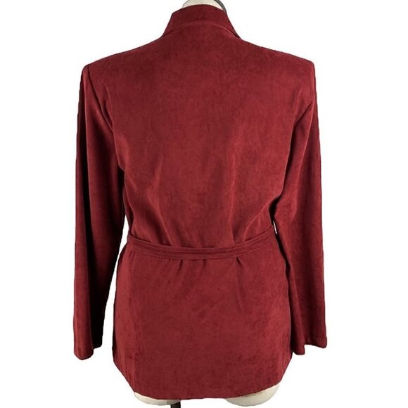 Briggs womens blazer size L red ultra suede career with pockets vintage 90s - Picture 3 of 10
